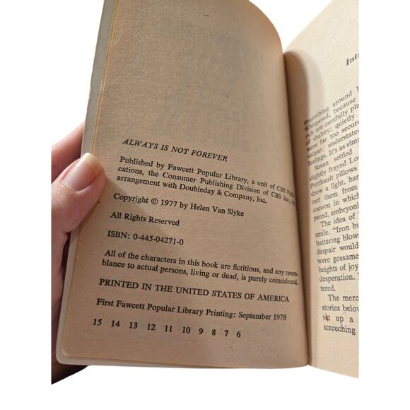 Helen Van Slyke ALWAYS IS NOT FOREVER Women's Fiction Vtg Popular 0445042710 - Picture 6 of 7